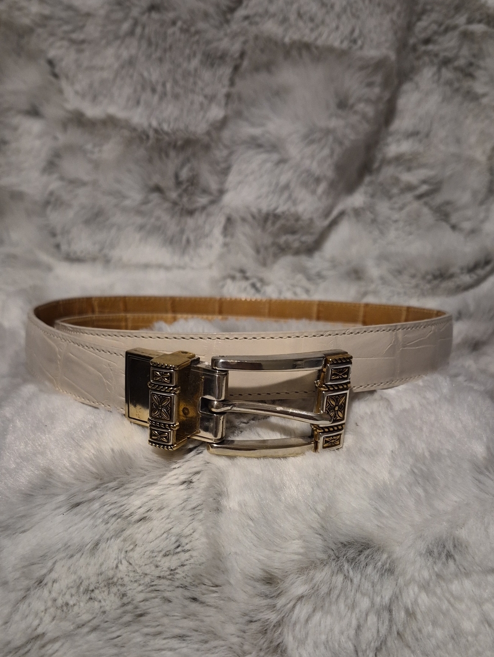 Brighton Reversable Leather Belt with Decorative Gold Buckle